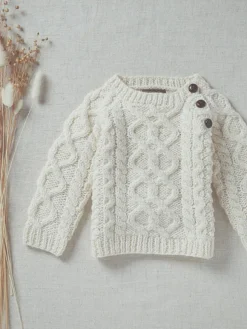 Outlet Sweater Shop Kids Handknit Merino Sweater with button feature R404