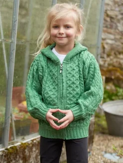 Best Sweater Shop Kids Irish Hooded Cardigan Green