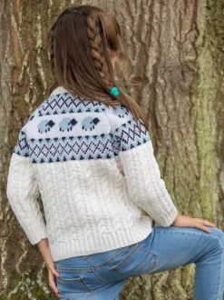 Best Sweater Shop Kids Sheep Cardigan Merino Wool - Natural
