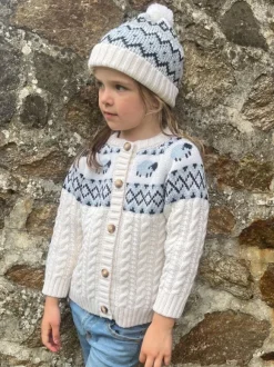 Best Sweater Shop Kids Sheep Cardigan Merino Wool - Natural