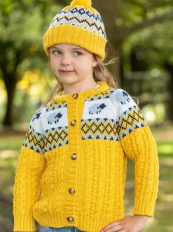 Clearance Sweater Shop Kids Sheep Cardigan Merino Wool - Sunshine Yellow