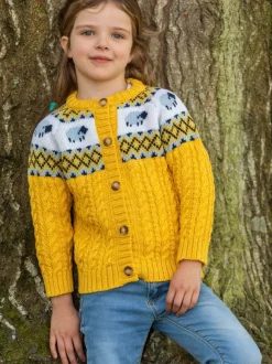 Clearance Sweater Shop Kids Sheep Cardigan Merino Wool - Sunshine Yellow