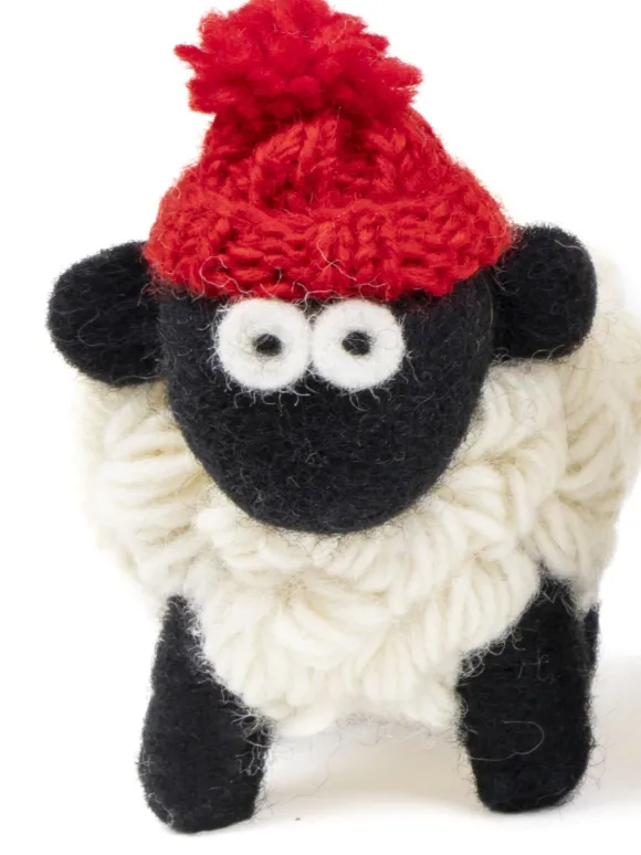 Hot Sweater Shop Knitted Sheep with Bobble Hat Red - Large