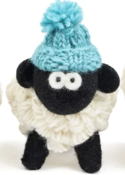 New Sweater Shop Knitted Sheep with Bobble Hat Teal Blue - Medium