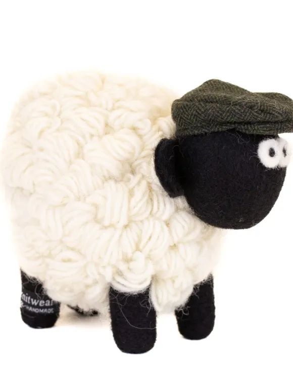 Outlet Sweater Shop Knitted Sheep with Flat Cap - Green Medium