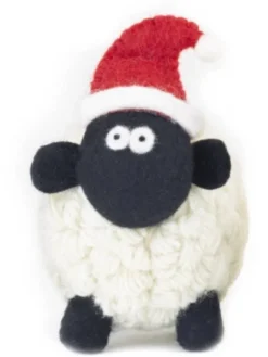 Discount Sweater Shop Knitted Sheep with Santa Hat - Large