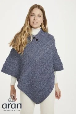 Hot Sweater Shop Ladies Aran Poncho One Size