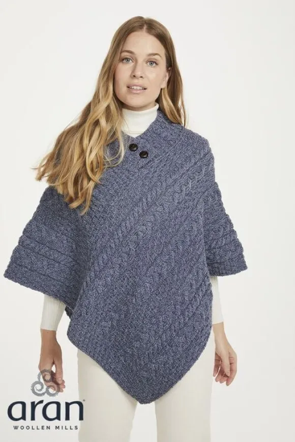 Hot Sweater Shop Ladies Aran Poncho One Size