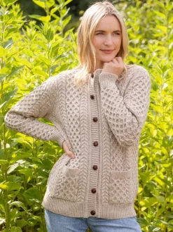 Sale Sweater Shop Ladies Cable Knit Cardigan Parsnip