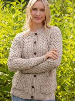 Sale Sweater Shop Ladies Cable Knit Cardigan Parsnip