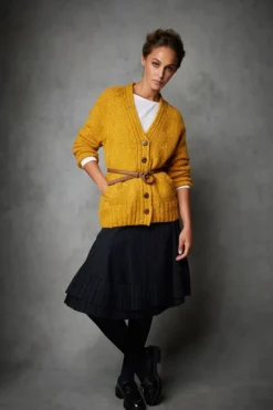 Clearance Sweater Shop Ladies Donegal Cardigan Yellow