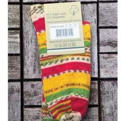 Best Sweater Shop Ladies Fair Isle Socks Yellow/Red