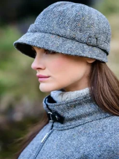 Sale Sweater Shop Ladies Flapper Cap Grey Fleck Col: 1