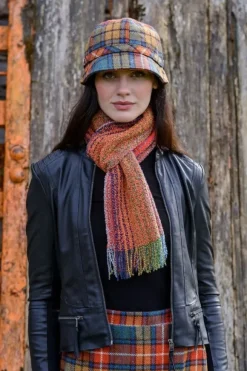 New Sweater Shop Ladies Irish Flapper Cap Orange Check Col: 60