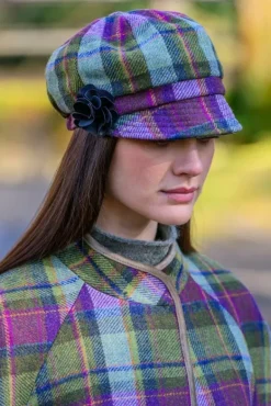 Best Sweater Shop LADIES IRISH NEWSBOY CAP PURPLE CHECK