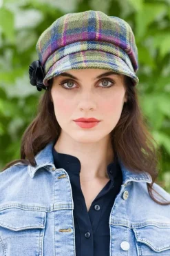Best Sweater Shop LADIES IRISH NEWSBOY CAP PURPLE CHECK