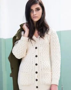 Clearance Sweater Shop Ladies Long Aran boyfriend cardigan