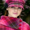 Online Sweater Shop Ladies Newsboy Hat Pink Check 223