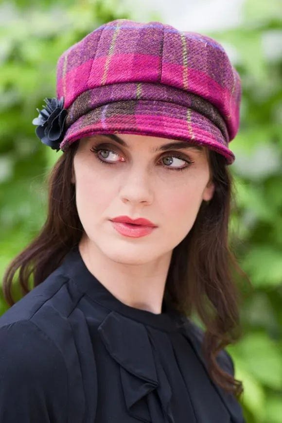 Online Sweater Shop Ladies Newsboy Hat Pink Check 223