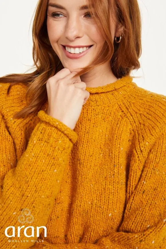 Online Sweater Shop Ladies Roll Neck Raglan Crew Yellow