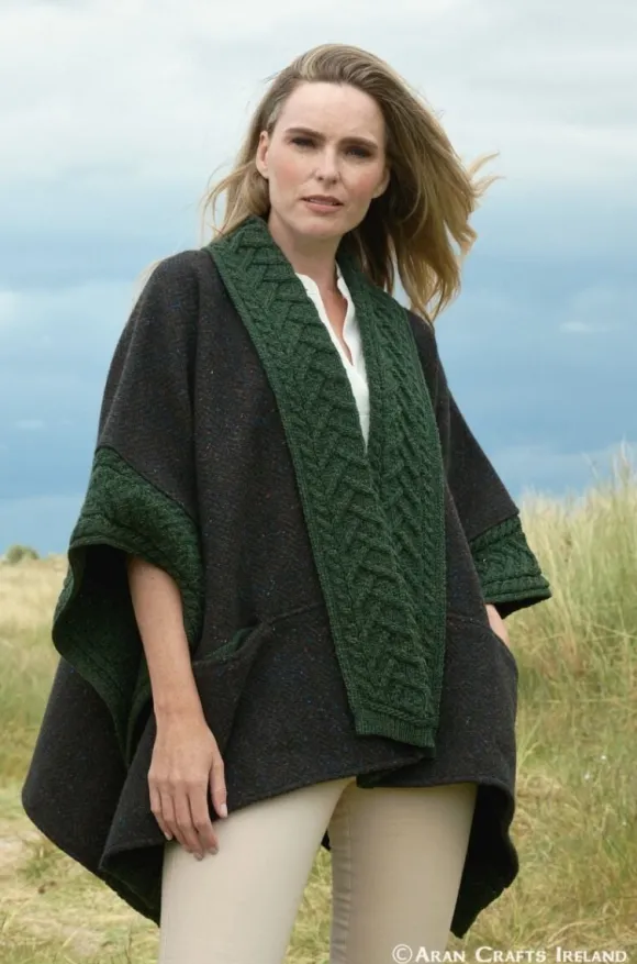 Discount Sweater Shop Ladies Tweed Cape Green