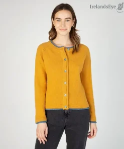 Best Sweater Shop Ladies Wool and Cashmere Cardigan Golden Ochre