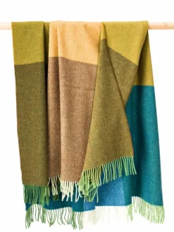Sale Sweater Shop Lambswool Throw Blue Green Mustard Col. 612