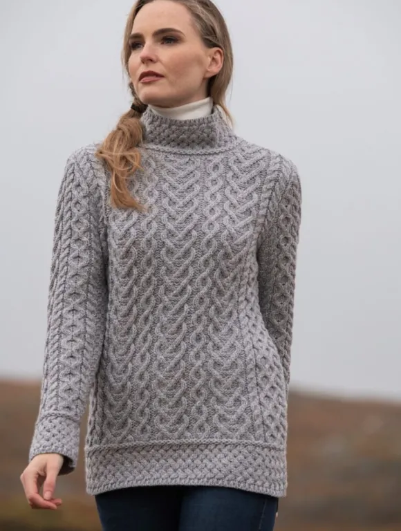 Sale Sweater Shop Luxurious Cable Knit Sweater - Grey
