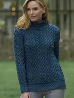 Online Sweater Shop Luxurious Cable Knit Sweater - Teal