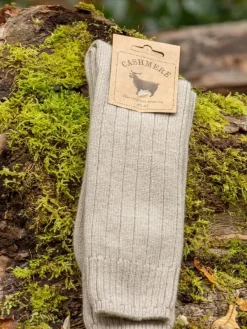 Fashion Sweater Shop Luxury Mens Cashmere Socks - Beige (Size 40-45)