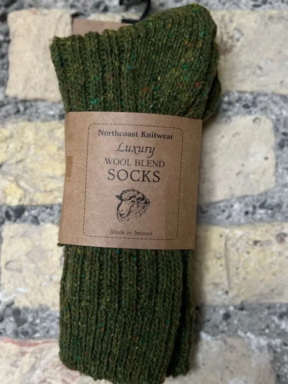 Best Sweater Shop Luxury Wool Blend Socks Forset Green