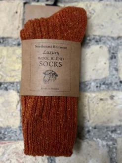 Sale Sweater Shop Luxury Wool Blend Socks Rust Orange