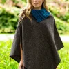 New Sweater Shop Made in Ireland Tweed Poncho with Collar Grey