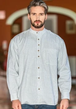 Clearance Sweater Shop Men's Check Traditional Grandfather Shirt - SW1234
