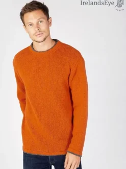 Online Sweater Shop Men's Crew Neck Wool and Cashmere Sweater Terracotta