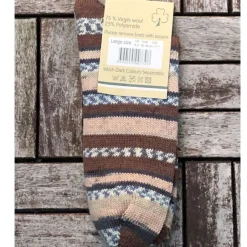 Sale Sweater Shop Men's Fair Isle Socks Brown Stripe