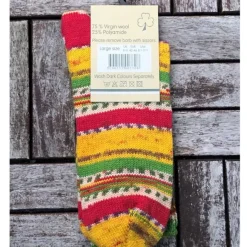 Hot Sweater Shop Men's Fair Isle Socks Red/Yellow Stripe
