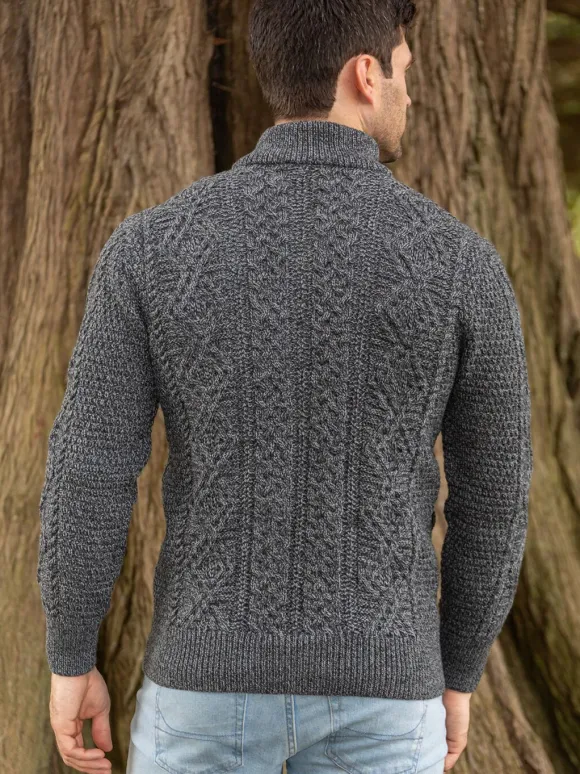 New Sweater Shop Men's Fisherman Full Zip Cardigan - Slate