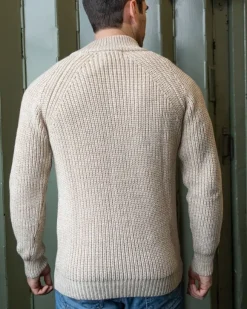 Outlet Sweater Shop Men's half zip ribbed sweater Camel