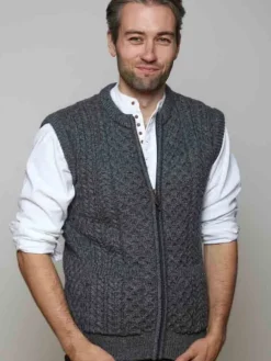 Fashion Sweater Shop Men's Steel Marl Merino Wool Waistcoat