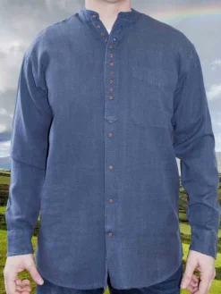New Sweater Shop Men's Traditional Ink Blue Grandfather Shirt