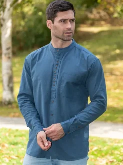 New Sweater Shop Men's Traditional Ink Blue Grandfather Shirt