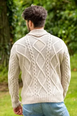 Best Sweater Shop Mens v Neck Cable Knit Cardigan Parsnip