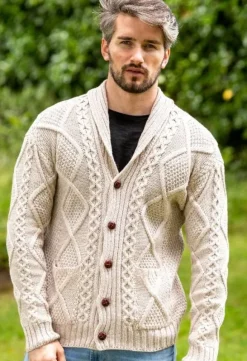 Best Sweater Shop Mens v Neck Cable Knit Cardigan Parsnip