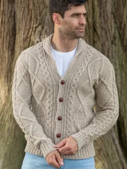 Best Sweater Shop Mens v Neck Cable Knit Cardigan Parsnip