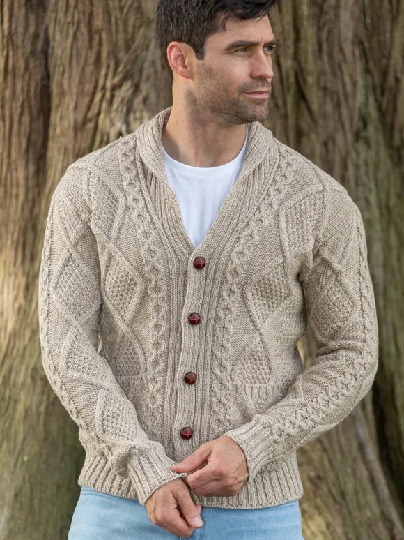 Best Sweater Shop Mens v Neck Cable Knit Cardigan Parsnip