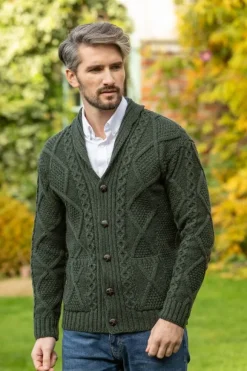 New Sweater Shop Mens V Neck Cardigan Army Green