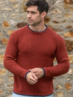Hot Sweater Shop Men's Wool and Cashmere Crew Neck Copper Marl