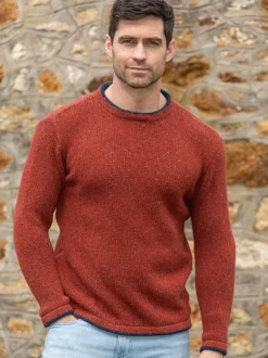 Hot Sweater Shop Men's Wool and Cashmere Crew Neck Copper Marl