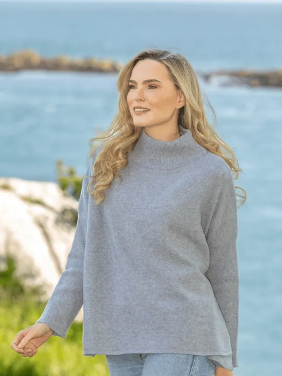 New Sweater Shop Merino Wool & Cashmere High Neck Silver